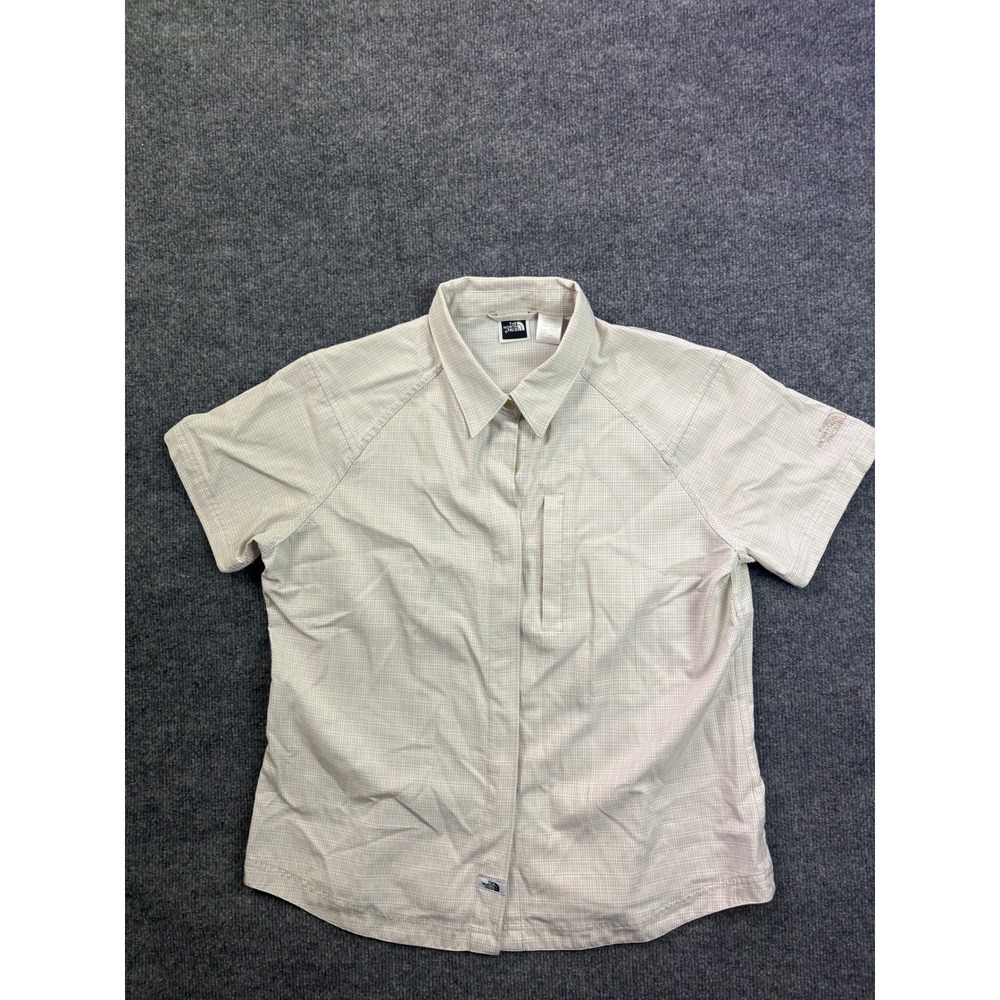The North Face Button Down Shirt Womens XL Grid Short Sleeve Hiking Top‎